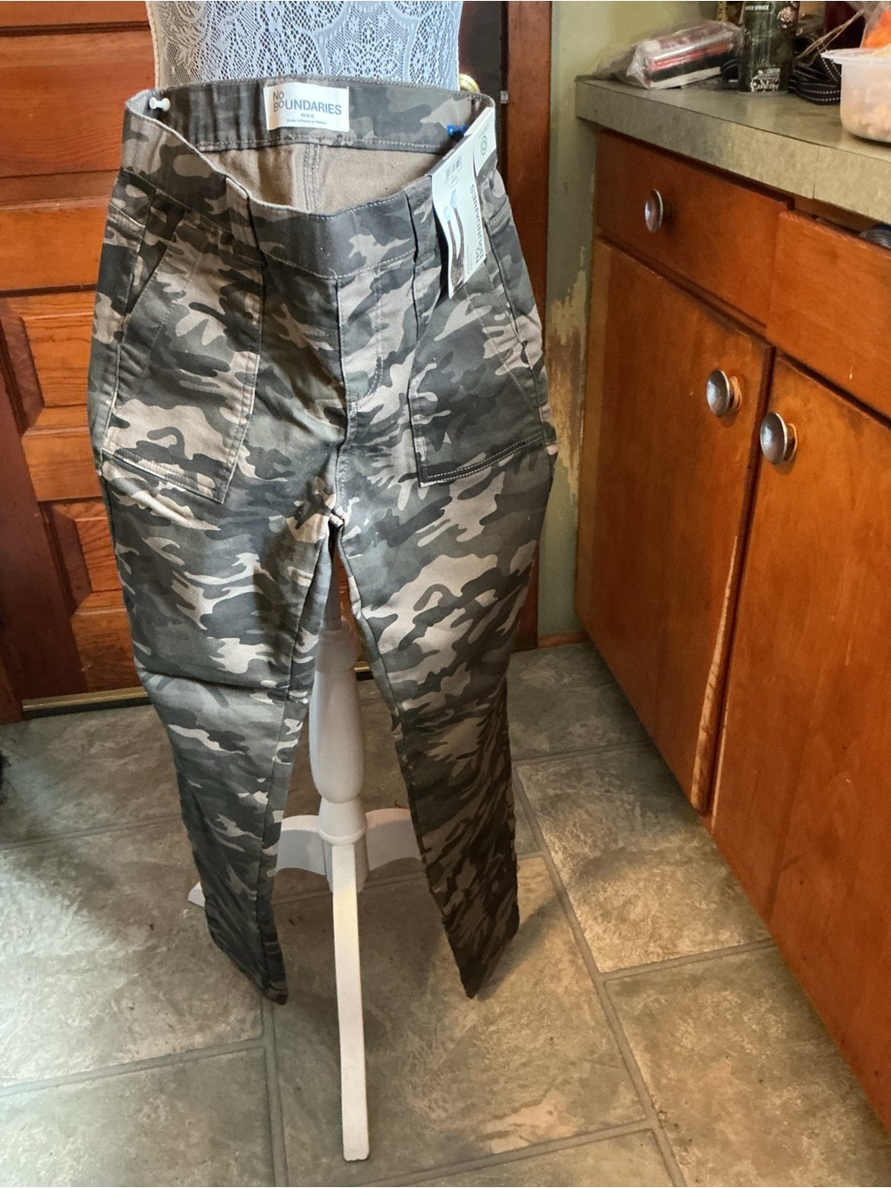 No Boundaries Olive Camo High-Waist Utility Pants